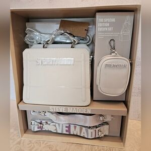 Steve Madden Special Edition Evelyn Gift Set Vanilla Bag 3 Straps Pouch NIB NEW